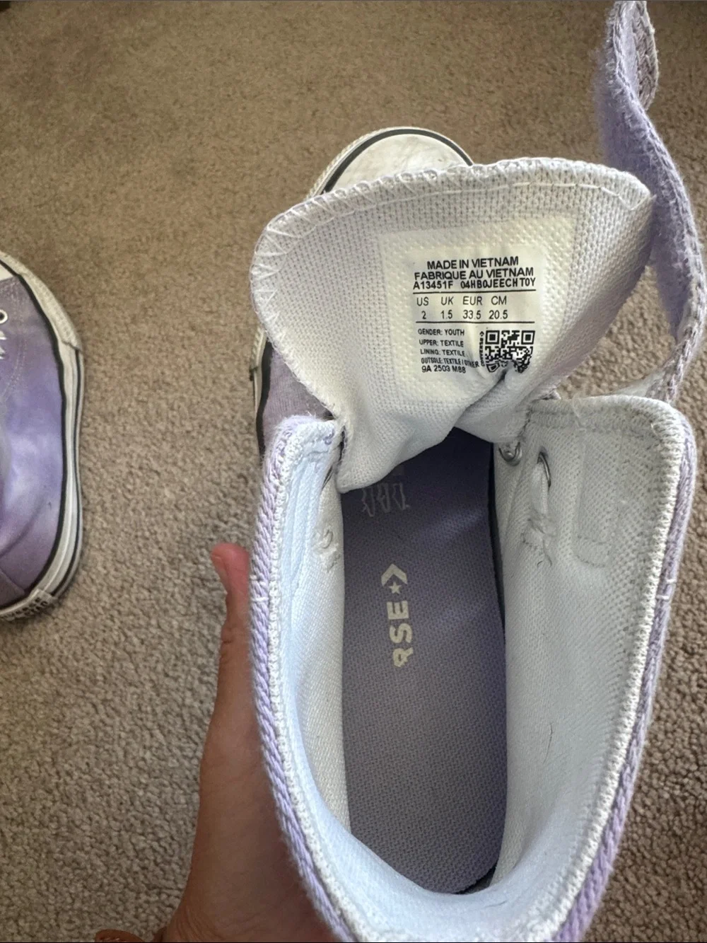 Converse Kids High-Top Canvas Sneakers in Lavender